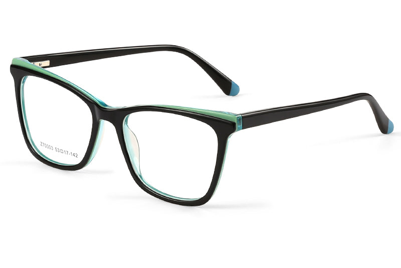 Jet Black with Green Fade Touched with Blue