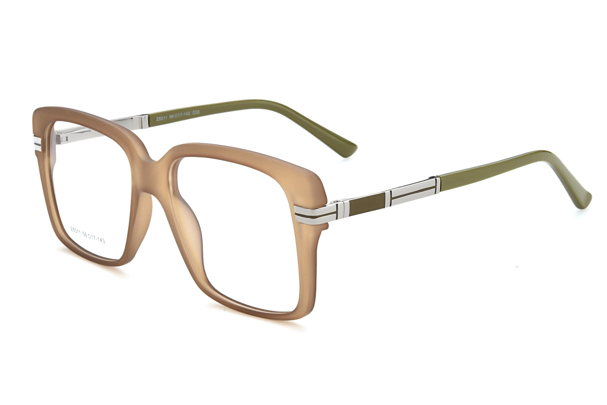 Nutmeg Crystal with Army Green and Polished Silver