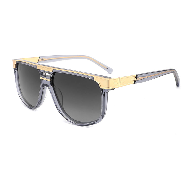 Sea Glass Grey Crystal with Polished Gold